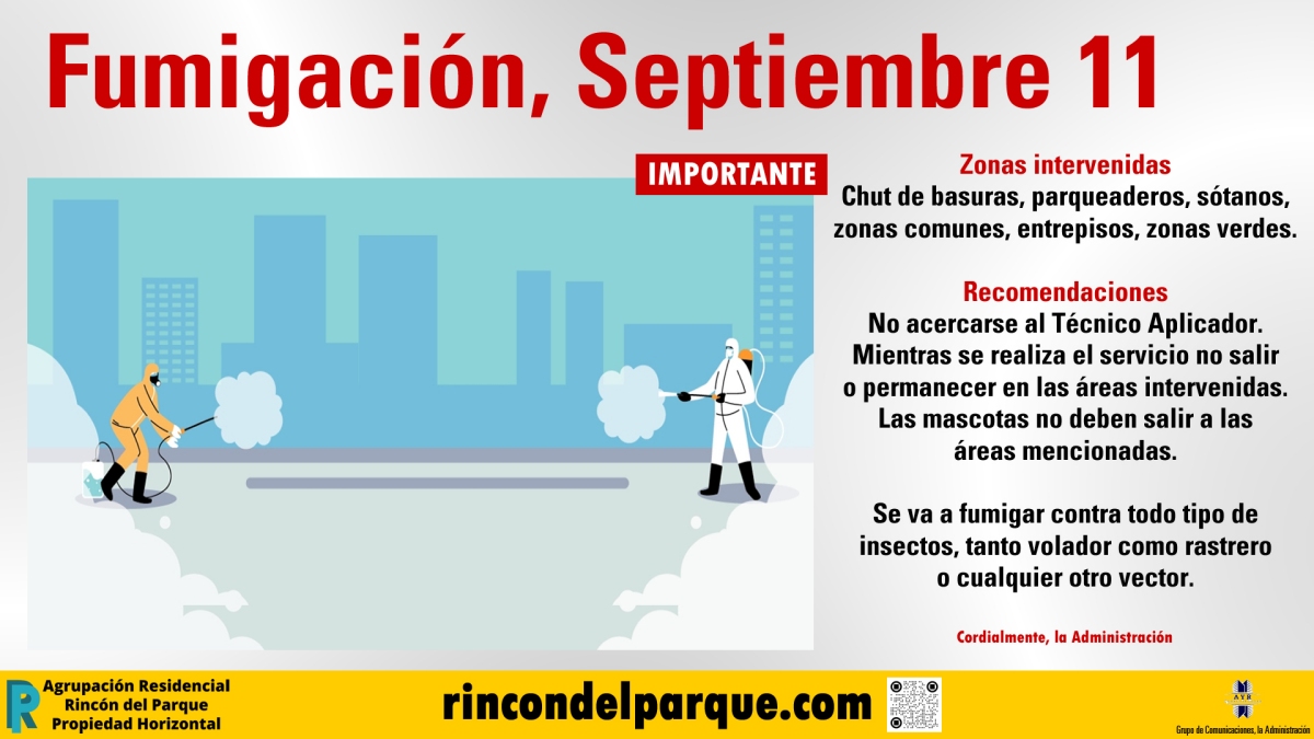 2023-09-04, Comunicado: Fumigación, Septiembre 11