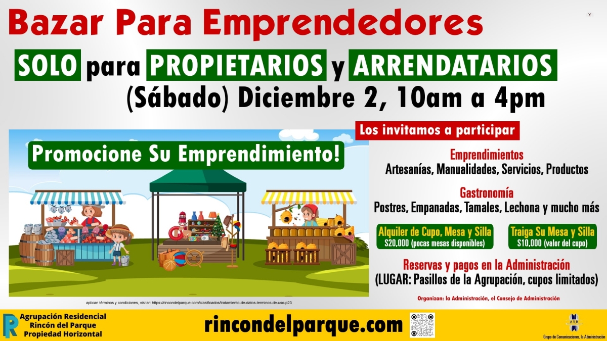 2023-11-15, Comunicado: Bazar Para Emprendedores, Diciembre 2