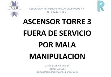 2024-01-28, Comunicado: Ascensor Torre 3 Mantenimiento
