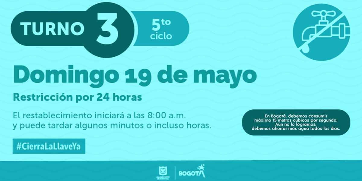 2024-05-16, Comunicado: Restricción en el servicio de agua, Domingo 19 de mayo 2024