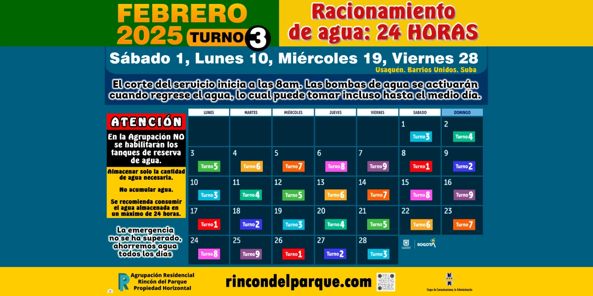 2025-02-03, Comunicado: Racionamiento de Agua, Febrero 2025, Aclaración